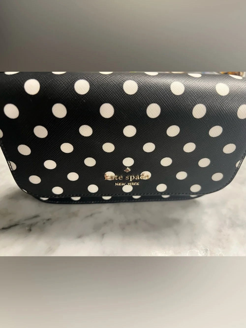KATE SPADE Cheers
Crossbody Bag!Black & White PolkaDot Leather Purse w/GIFTBox! - Picture 7 of 10